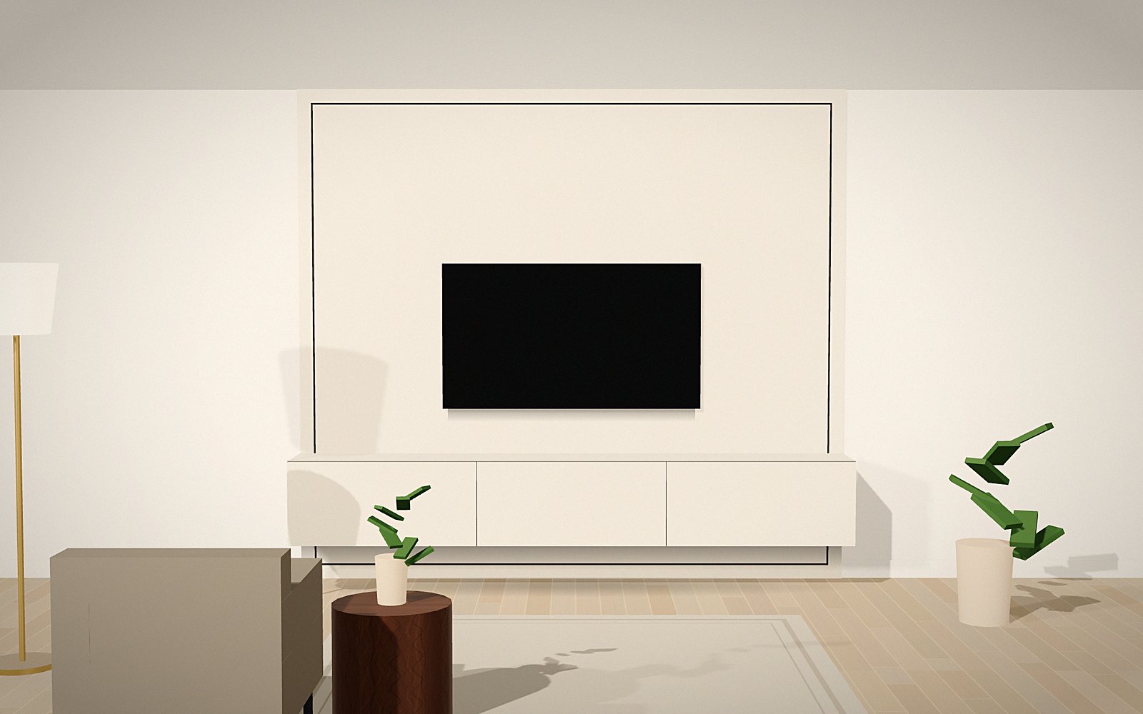 Quiet paint: 3D rendering of a Media Wall Worx design